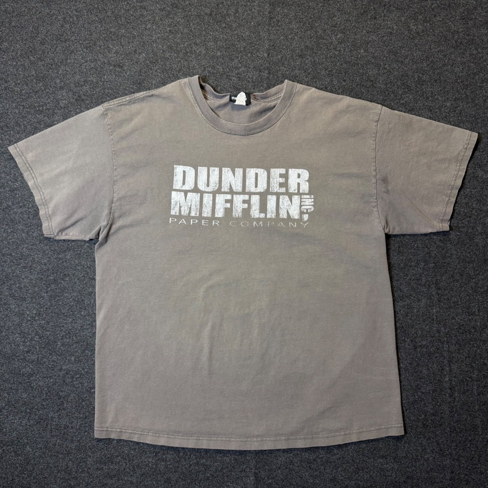 Vintage 90s The Office T-Shirt Mens XL Grey Dunder Mifflin Graphic Faded Tee